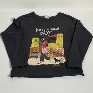 Zara Girls dark gray have a good day graphic long sleeve shirt size 10